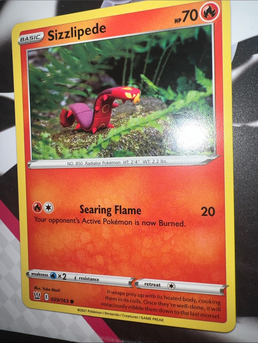 Pokemon Sizzlipede Card - Yellow, Red, Orange